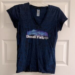 Harley Davidson Denali Park Women's Blue V-Neck Top size XS